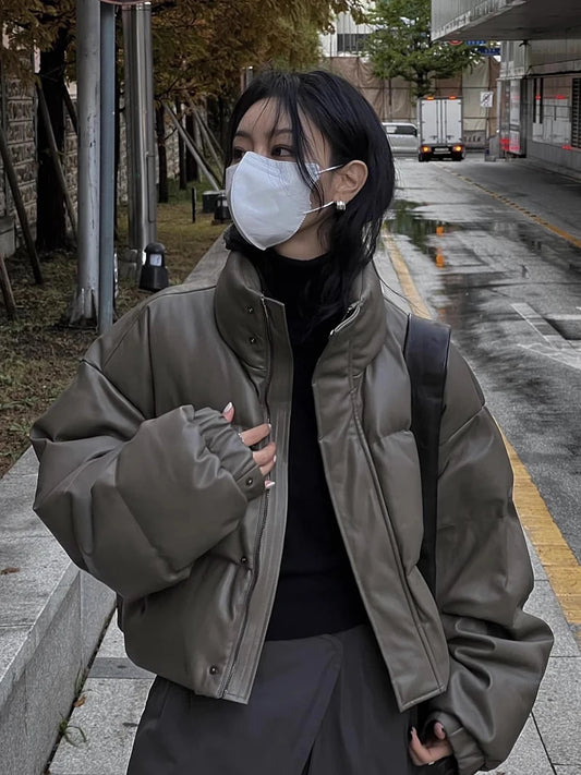 Fashion Streetwear Cropped Puffer Jacket 2025