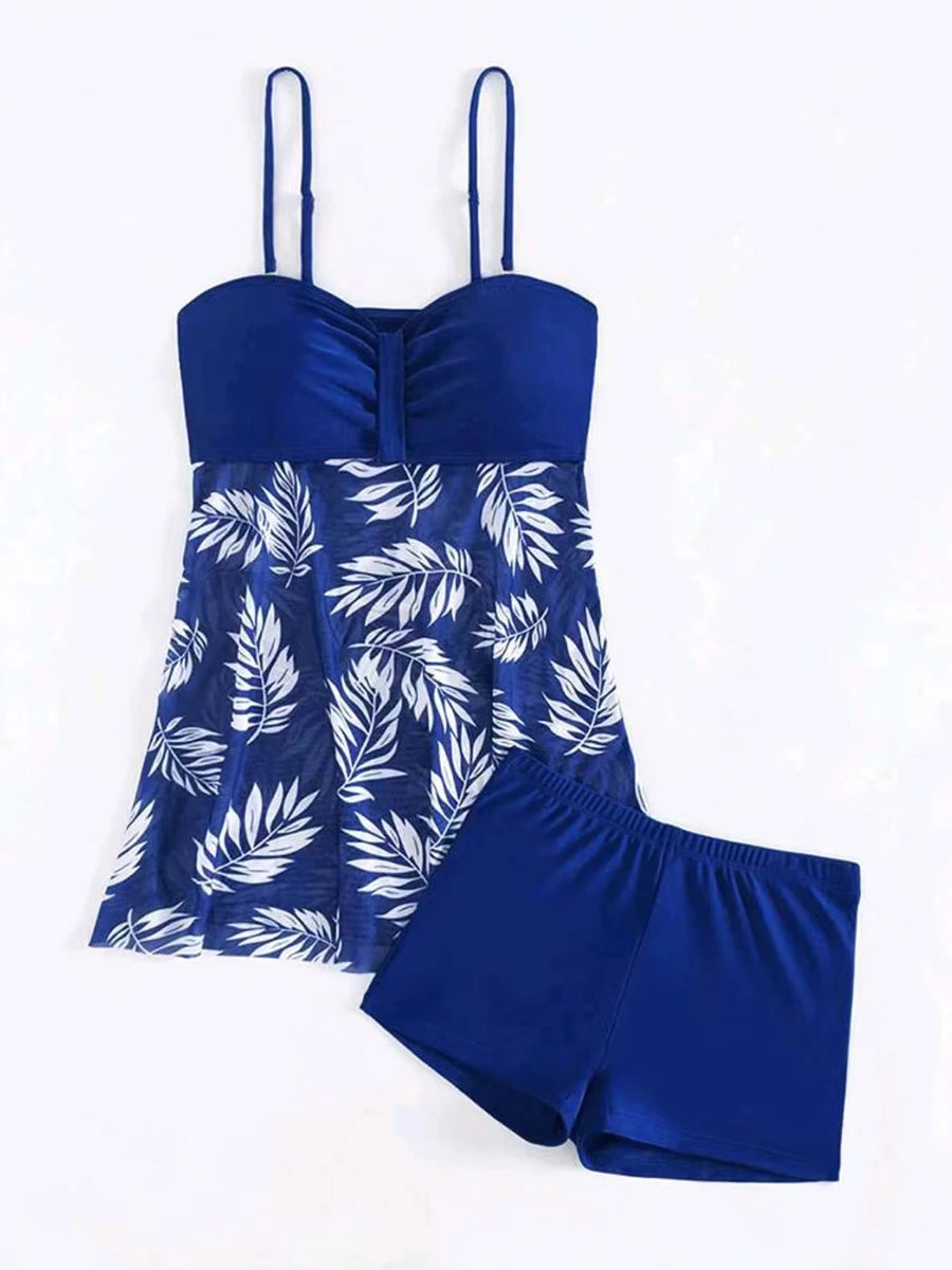 Fashion 2024 Short Dress Tankini With Shorts Swimsuit