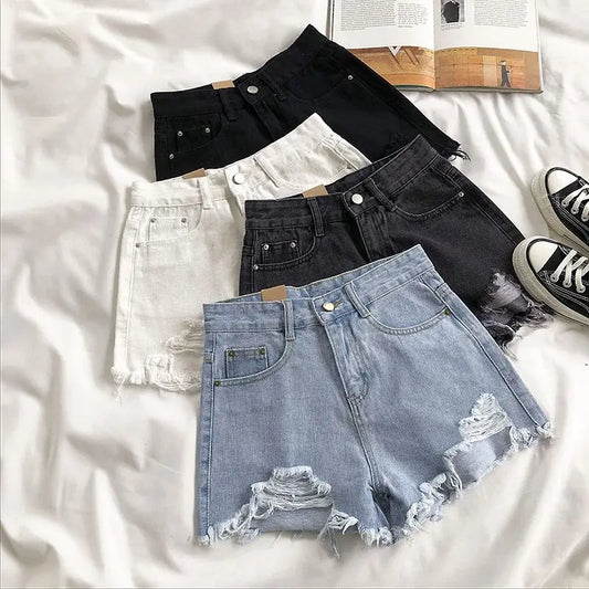 Fashion Casual High Waist Denim Shorts Women 2024