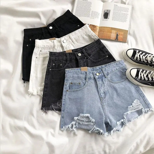 Fashion Casual High Waist Denim Shorts Women 2024