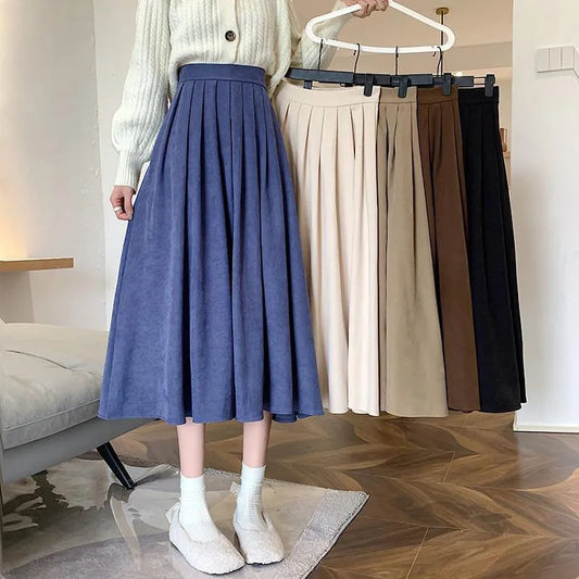 Fashion Vintage High Waist Pleated Skirt Women 2024