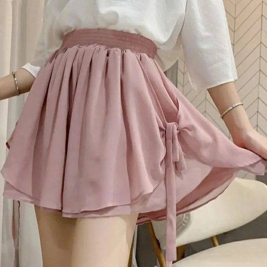 Fashion Chiffon Bow Pleated Summer Skirt 2024