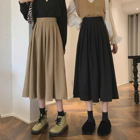 Fashion Vintage High Waist Pleated Skirt Women 2024