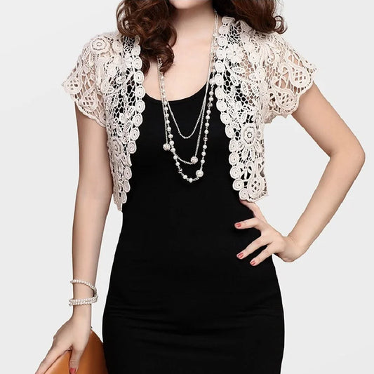 Women Short Sleeve Cropped Cardigan 2024