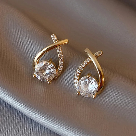 Fashion Cross Stud Earrings Elegant Crystal Jewelry 2024