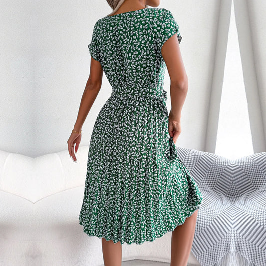 High Fashion Summerdress, green color, back perspective