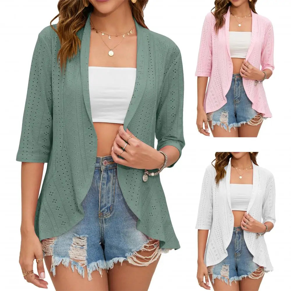 Fashion 2024 Summer Women Hollow Out Cardigan