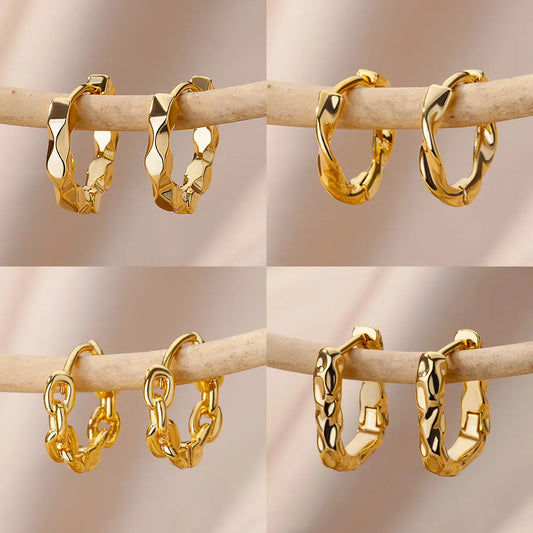 Fashion Elegant Luxury Stainless Steel Hoop Earrings Vintage 2024